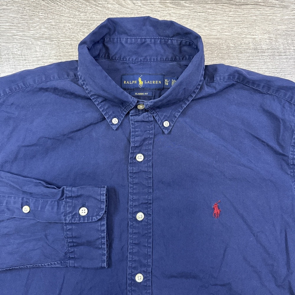 Ralph Lauren shirt men's XL navy button down business casual red pony logo work